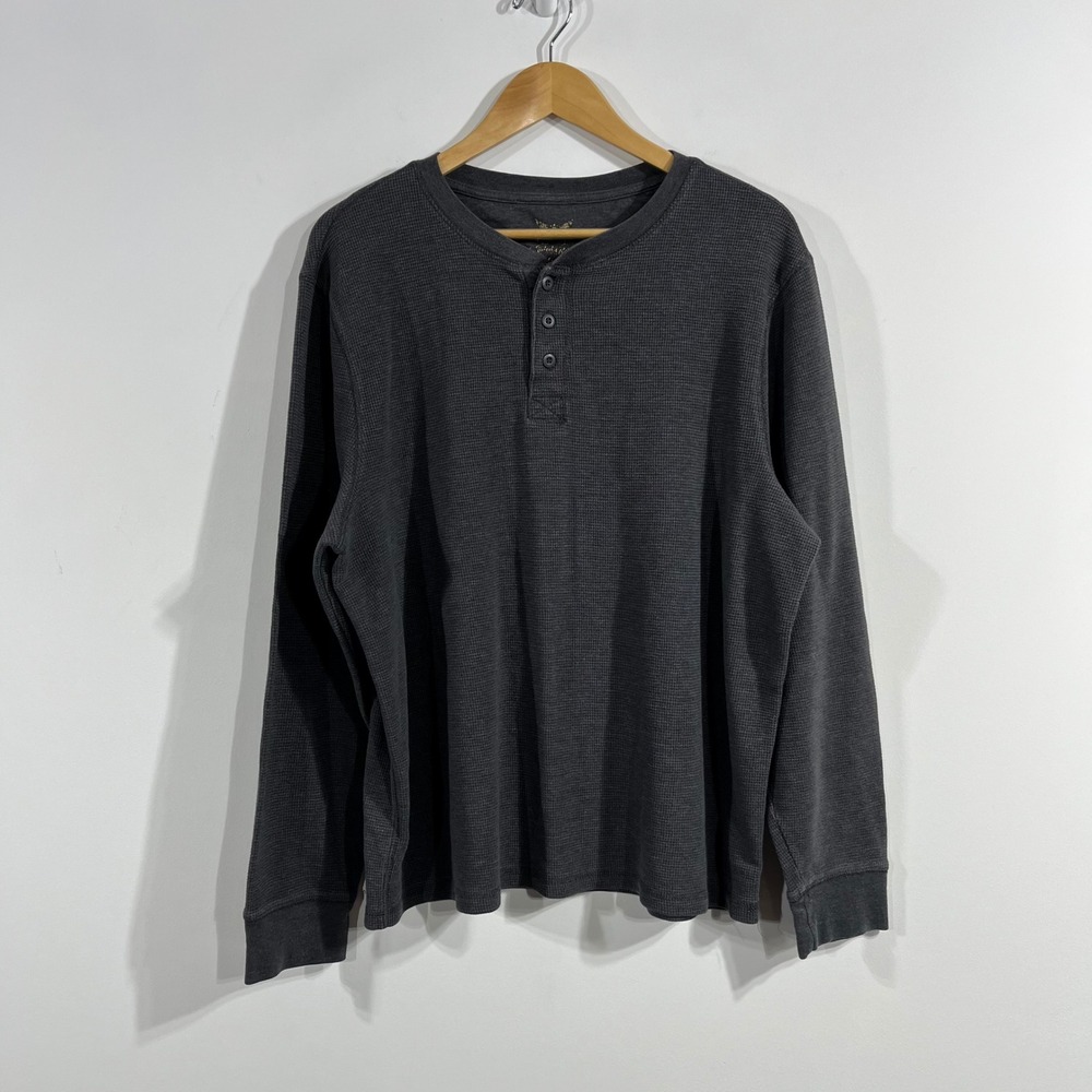 Faded‎ Glory Y2K Granola Mens XL Waffle Knit Long Sleeve Henley Shirt Thermal